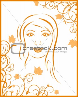 abstract face autumn girl portrait