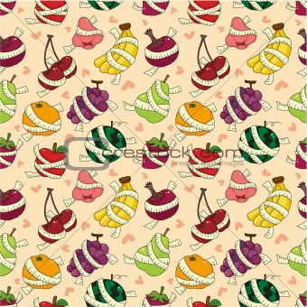 fresh fruit and ruler health seamless pattern
