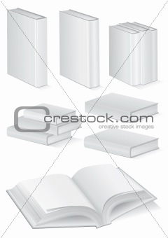 Illustration set of books with hardcover.