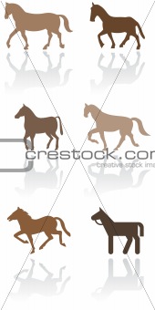 Horse or pony symbol illustration set.