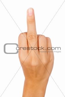 Hand showing a middle finger
