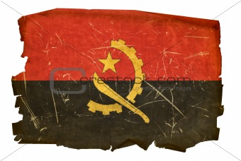 Angola Flag old, isolated on white background.