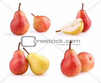 Set of fresh pears isolated on white