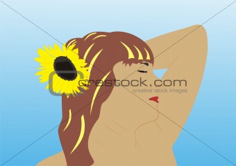The girl with a sunflower