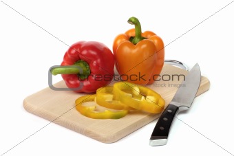 colorful peppers on board