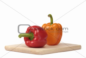 colorful peppers on the board 