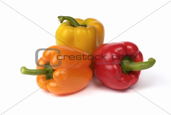 three colorful peppers