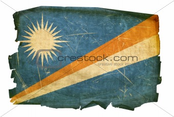 Marshall Islands Flag old, isolated on white background.