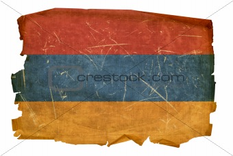 Armenia Flag old, isolated on white background.
