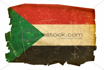 Sudan Flag old, isolated on white background.