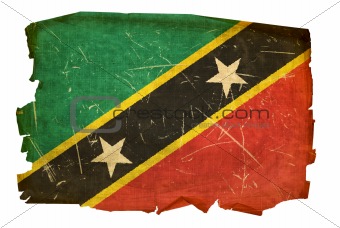 Saint Kitts and Nevis Flag old, isolated on white background.