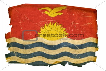 Kiribati Flag old, isolated on white background.