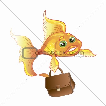Business goldfish isolated