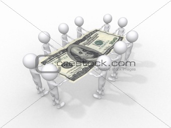  crowd of people holding one hundred dollar
