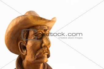 old cowboy wood carved