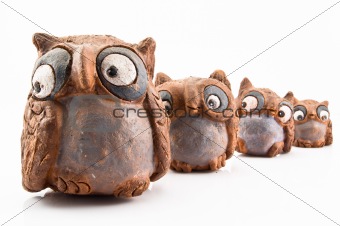 Owl sculpture isolated