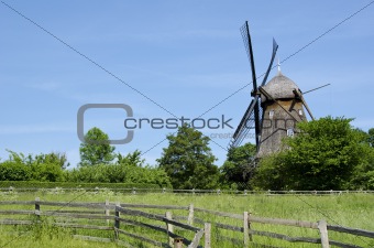 Traditional wooden wind mill