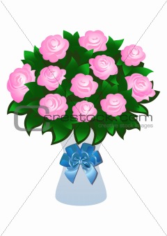 Beautiful pink roses with bow