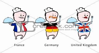 Chef of restaurant from France, Germany, UK - vector illustration