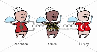 Chef of restaurant from Morocco, Africa, Turkey - vector illustration