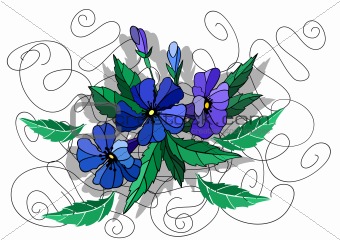 Beautiful abstract flowers in blue colors