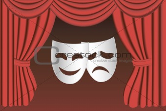Theatre masks and curtain.