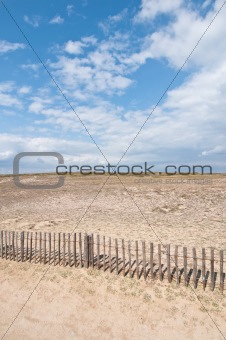 Dunes landscape with fence near Quiberon on Cote Sauvage