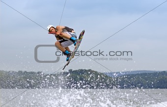 Wake boarder Jumping High