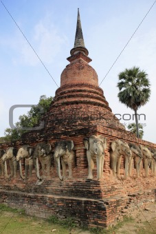 sukhothai elephant temple thailand