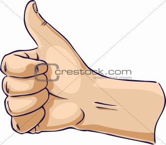 Hands showing thumb up from side