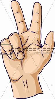 Hands showing two finger gesture