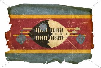 Swaziland Flag old, isolated on white background