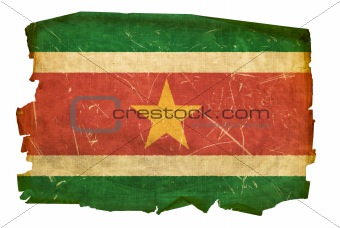 Suriname flag old, isolated on white background