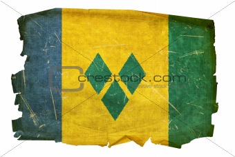 Saint Vincent and the Grenadines flag old, isolated on white