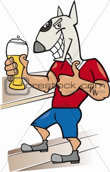 bullterrier man with glass of beer