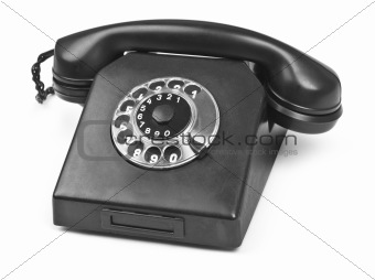 old bakelite telephone on white