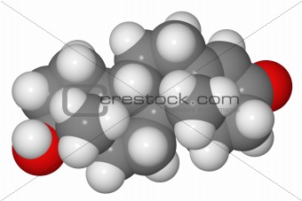 Space-filling model of testosterone molecule (male sex hormone)