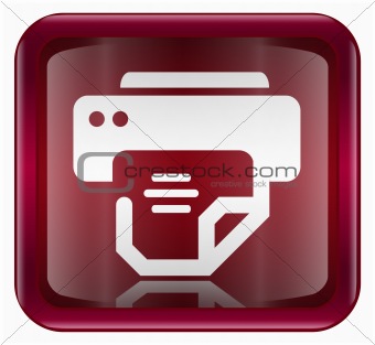 printer icon dark red, isolated on white background
