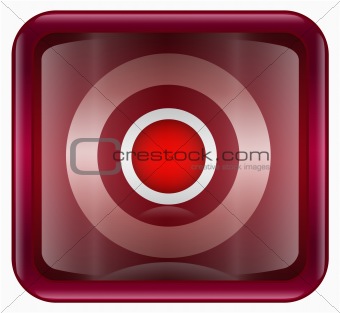 Record icon dark red, isolated on white background