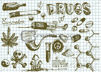 hand drawn drugs symbols 