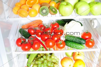 Fruit and vegetables in the fridge