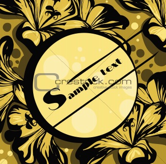 yellow background with black and white flowers
