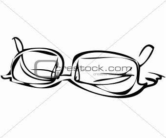 black and white sketch of glasses