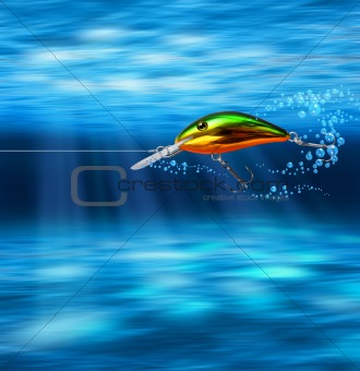Colorful lure hunting underwater