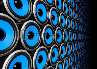 blue speakers wall