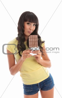 Attractive girl loving chocolate