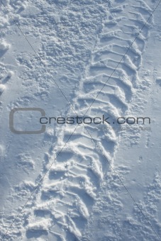 Vehicle tyre track in snow