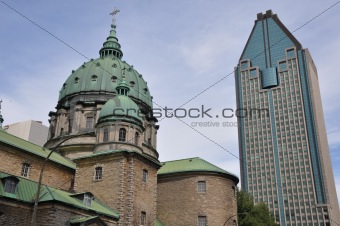 Cathedral & Skyscraper in Montreal, Quebec