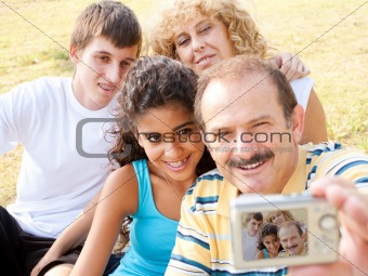 Attractive family pose for a self portrait