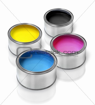 Cmyk paint tin cans